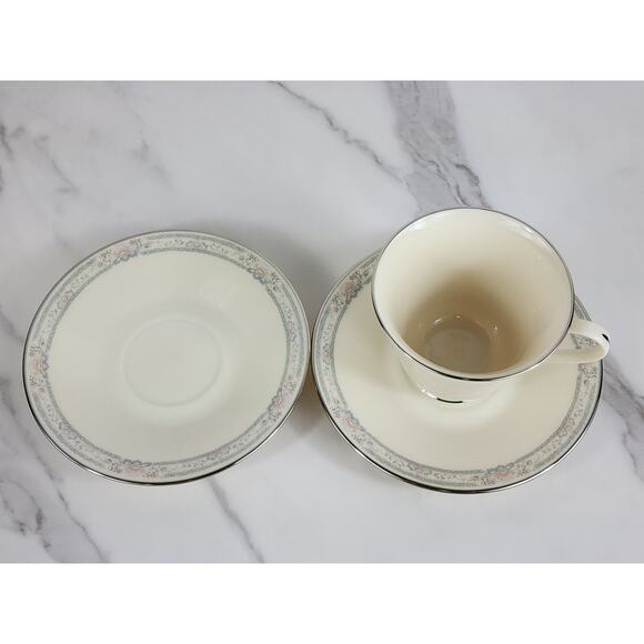 Lenox Charleston China Tea Cup Saucer Porcelain Ivory Year 90s Dinnerware USA x3 - Picture 5 of 16